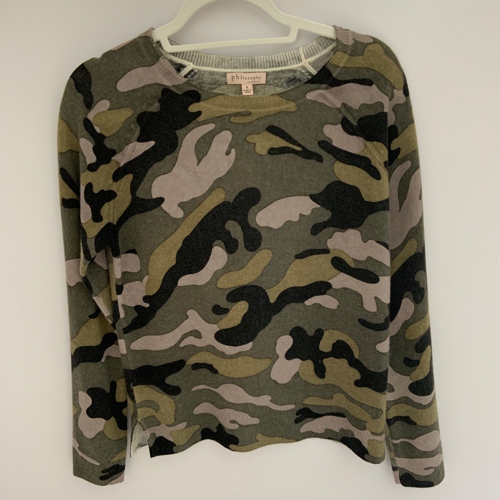 nwt cashmere camo sweater